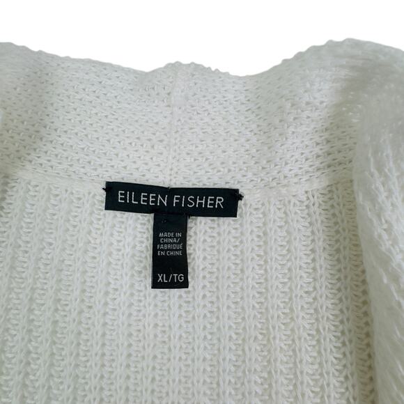 Eileen Fisher 100% Organic Cotton Asymmetrical Open Front Cardigan Women's XL - Picture 6 of 8